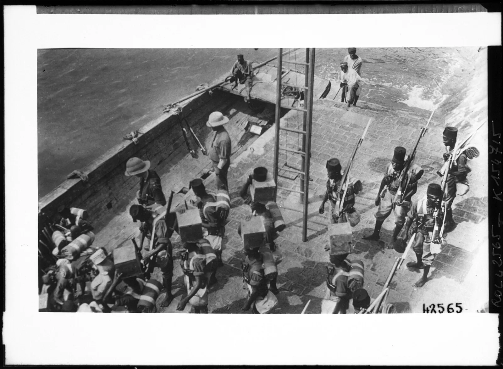 Troops embarking at Freetown for Douala