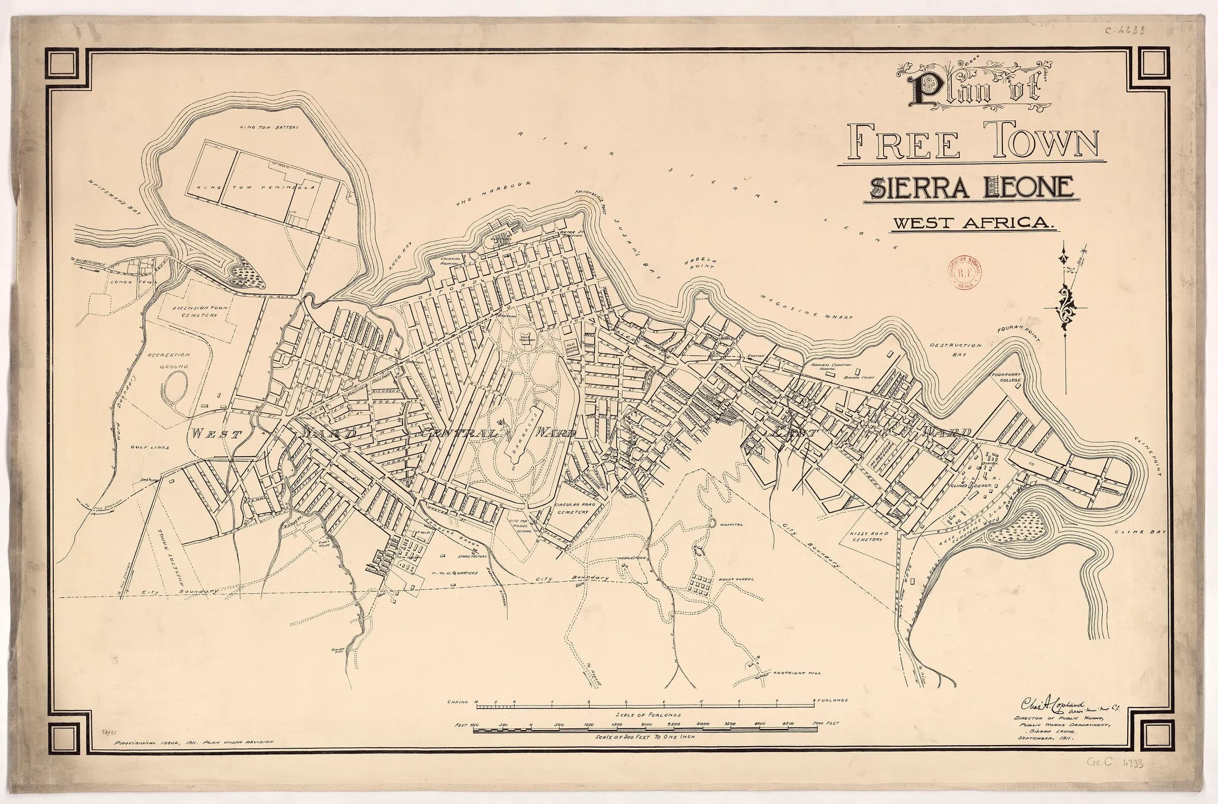 Plan of Free Town, Public Works Department