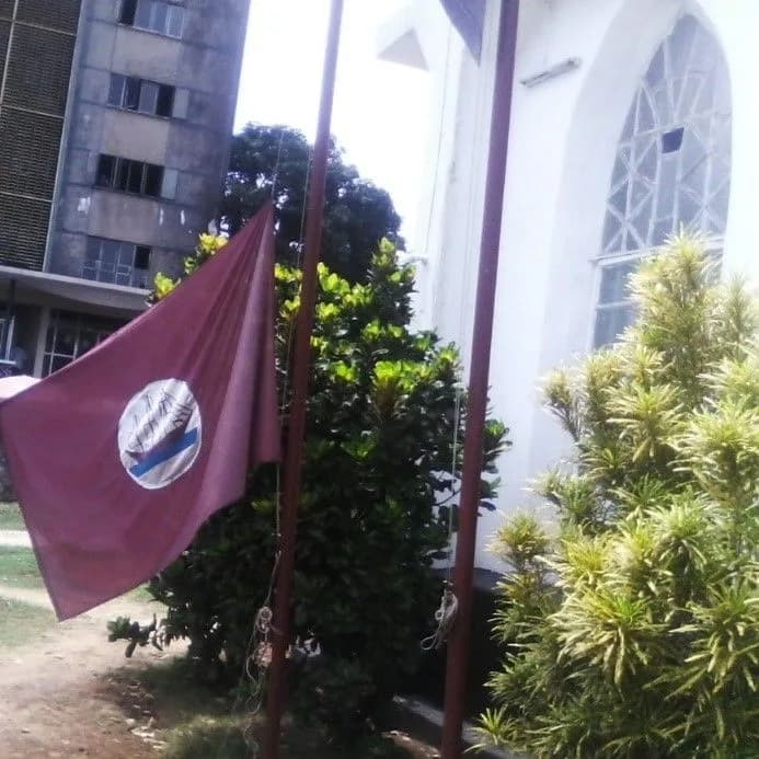 The Maroon flag outside St. John's