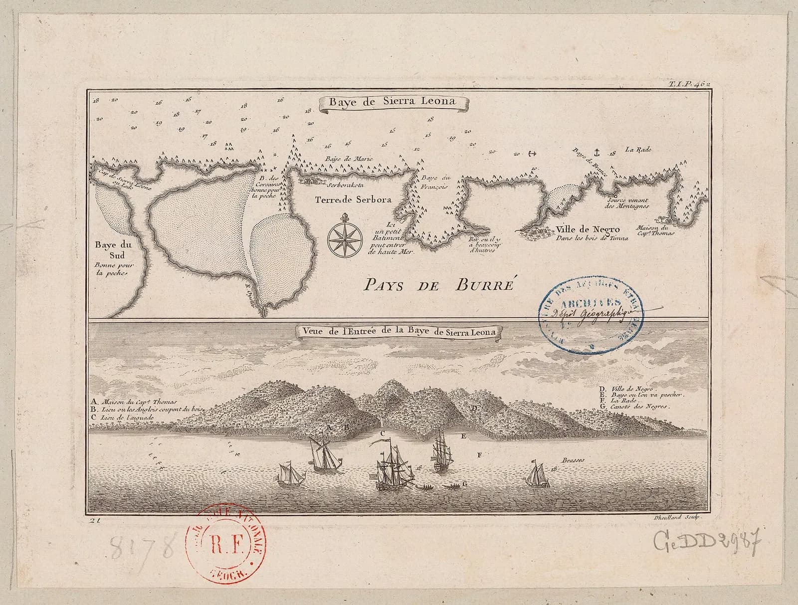 Bay of Sierra Leone; view of the entrance to the bay / engraved by Dheulland