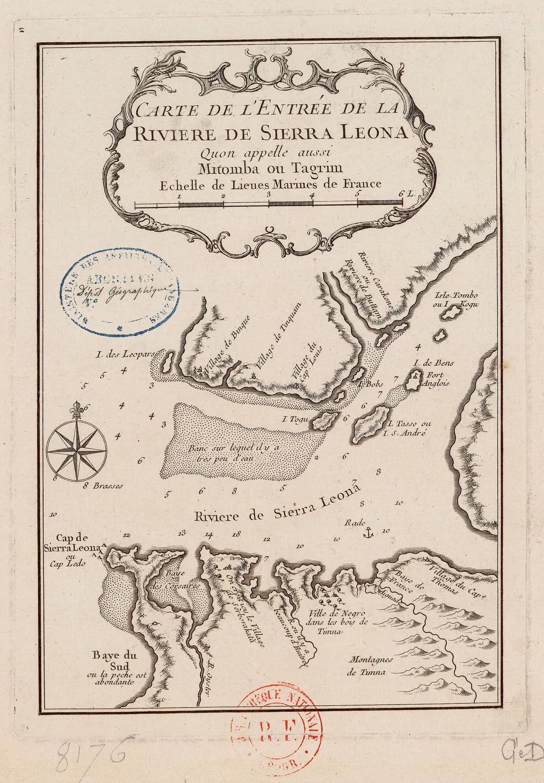 Map of the mouth of the Sierra Leone River, also called the Mitomba or Tagrin