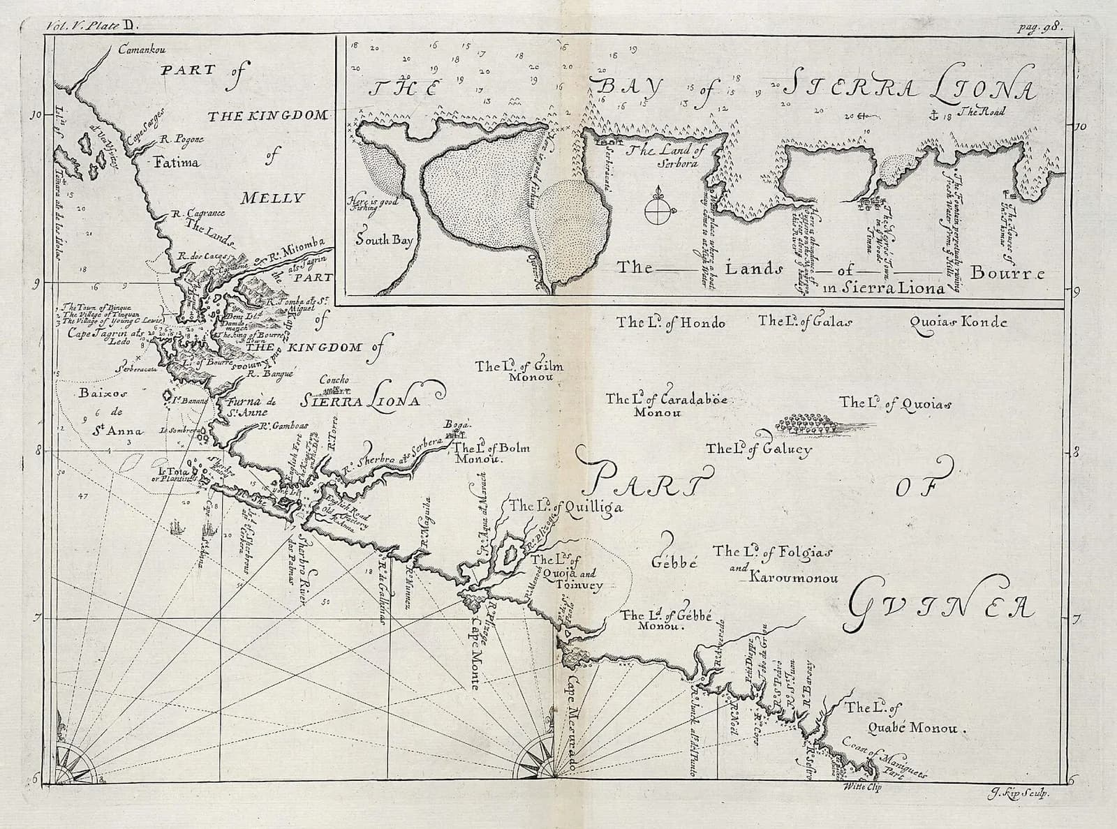 Map of part of the west coast of Africa, with an inset showing the coast of Sierra Leone
