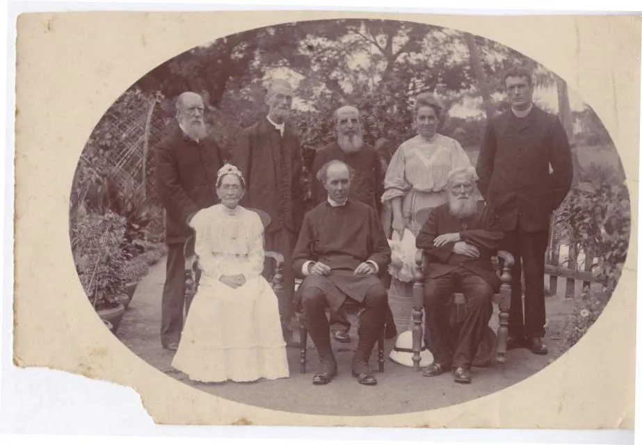 Bishop Owen Emeric Vidal (far right) and relatives and probably bishop Ashurst Gilbert of Chichester seated centre probably on OEVs ordinati