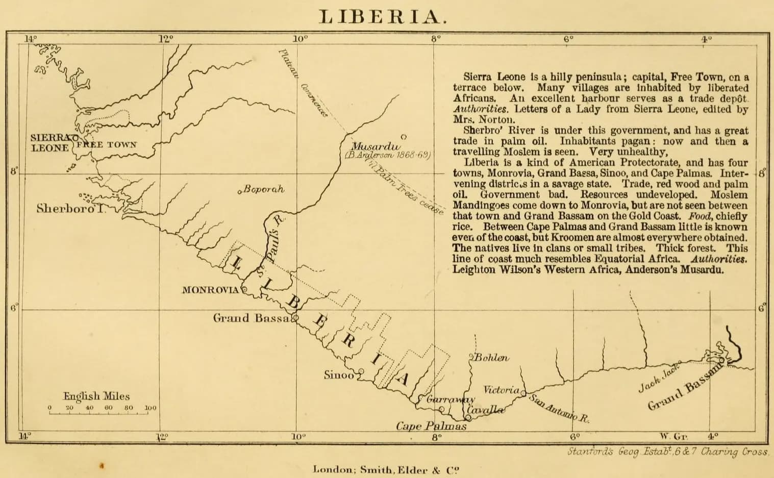 (1873) Map Liberia and Sierra Leone