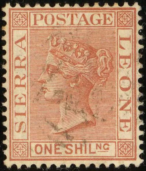 1888ca 1sh Sierra Leone used Yv28 Mi21 SG34 red-brown