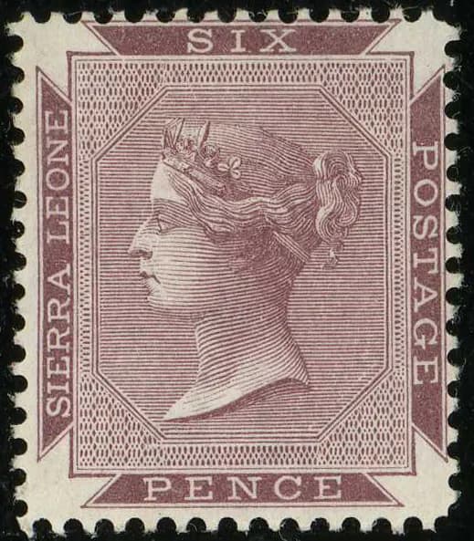 1896ca 6d Sierra Leone unused Yv16Ab Mi22c SG37 purple-lake